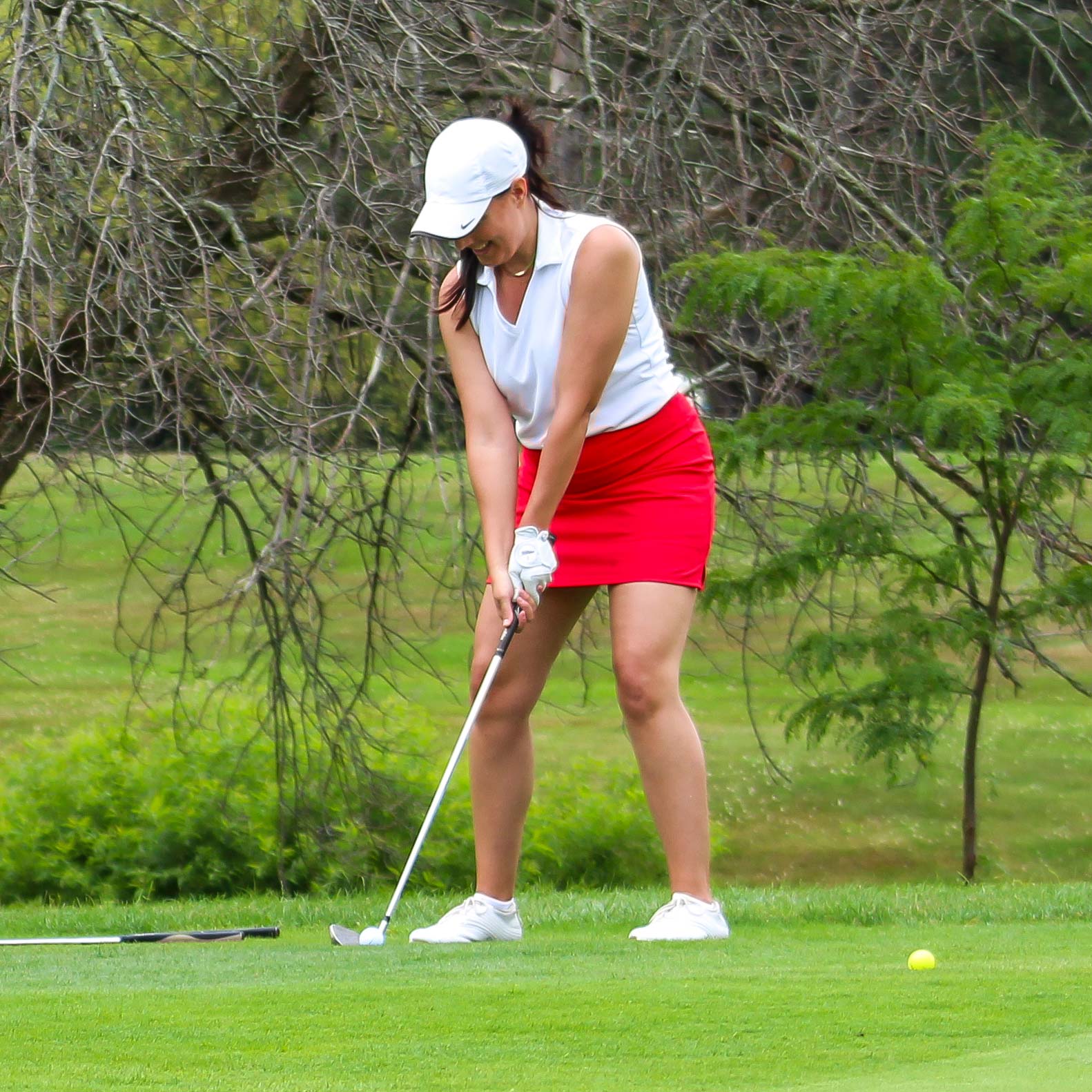 A golfer putting